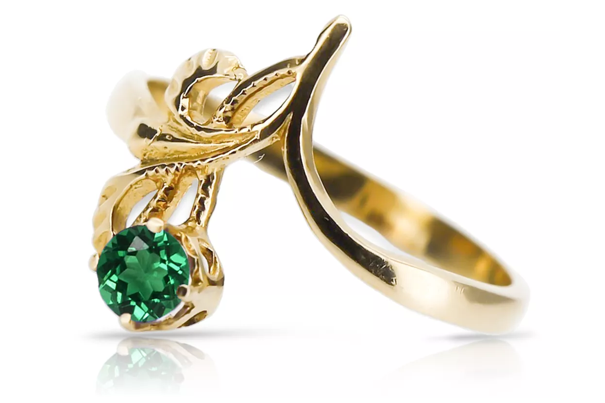 Inel Smarald Aur galben 14K Vintage vrc095y